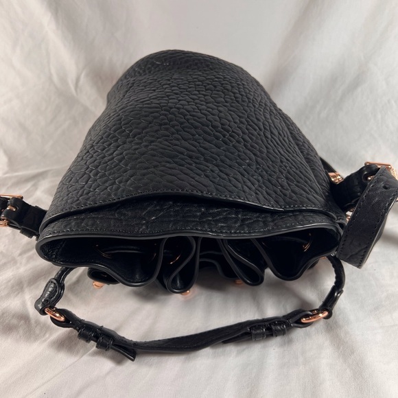 ALEXANDER WANG Black Pebbled Leather Rocco Diego Studded Bucket Shoulder Bag - Picture 15 of 17